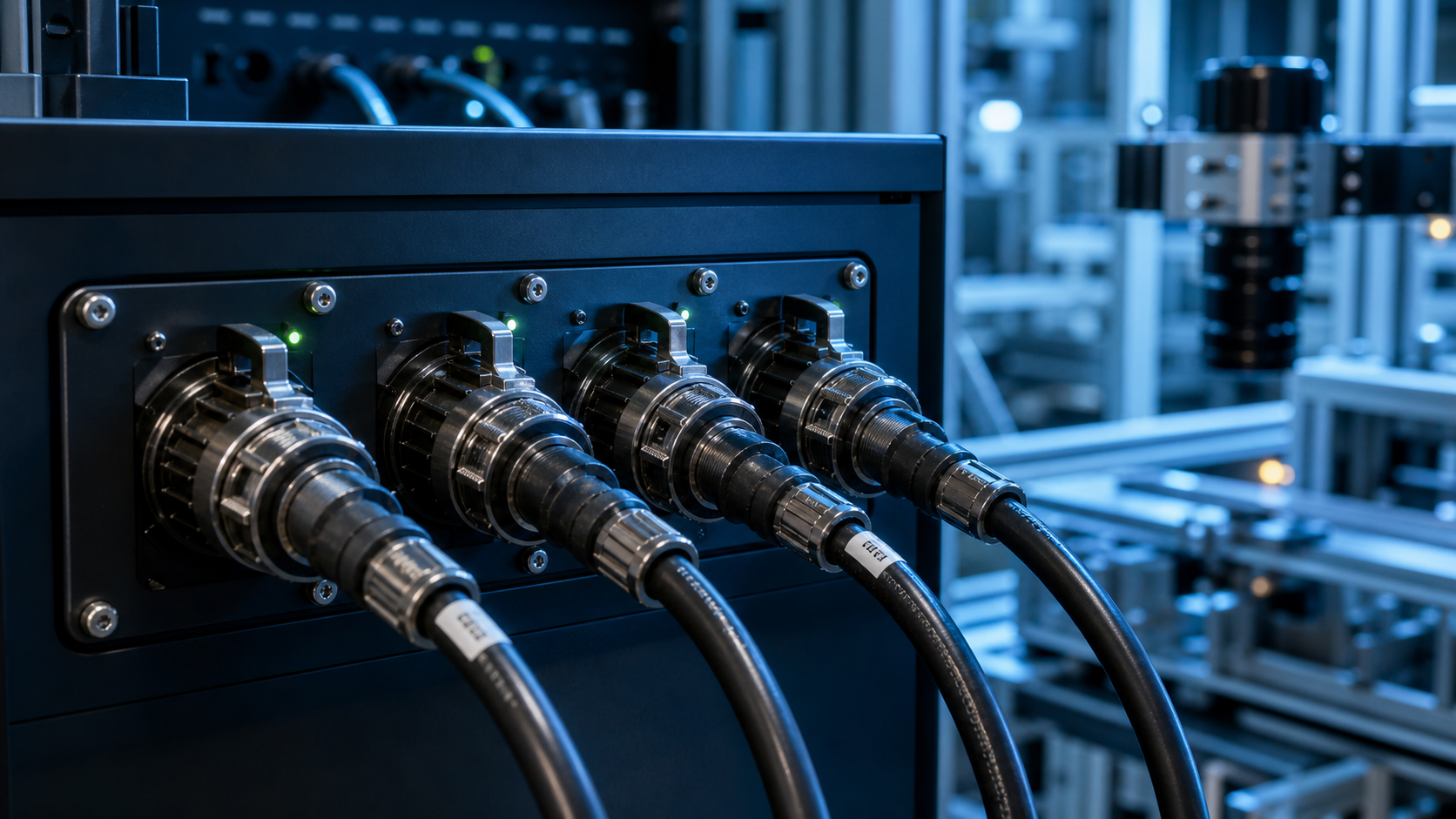 Rugged industrial high-speed data connectors in a smart factory